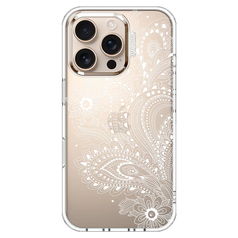 Aesthetic Flower Henna Phone Case - iPhone 16 Pro Case Clear