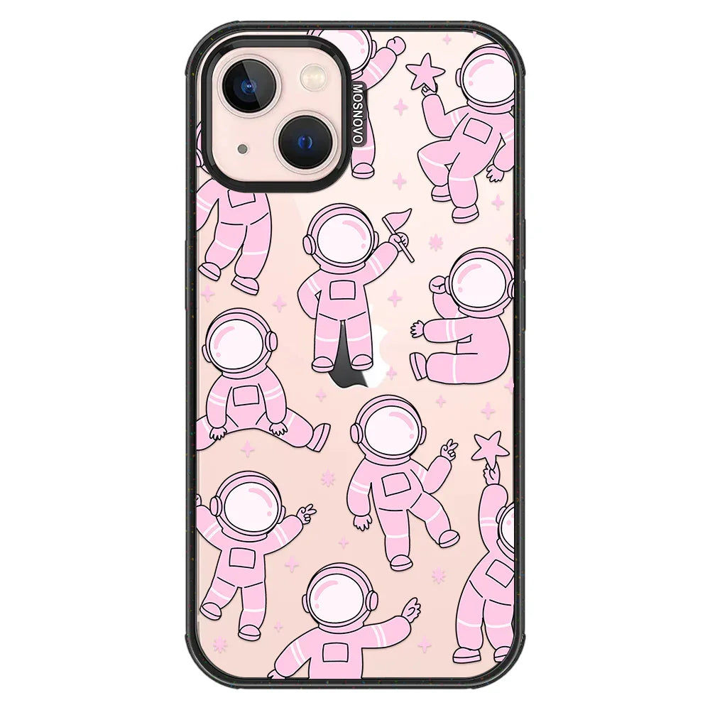 Pink Astronaut Phone Case - iPhone 13 Case Clear Black ShockStone