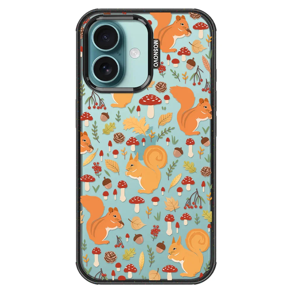 Autumn Squirrel Phone Case - iPhone 16 Plus Case Clear Black ShockStone