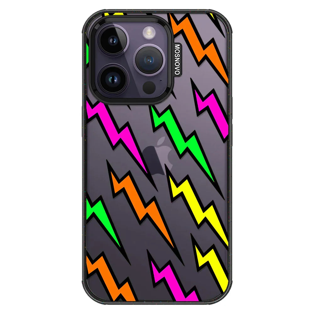 Colorful Lightning Phone Case - iPhone 14 Pro Case Clear Black ShockStone