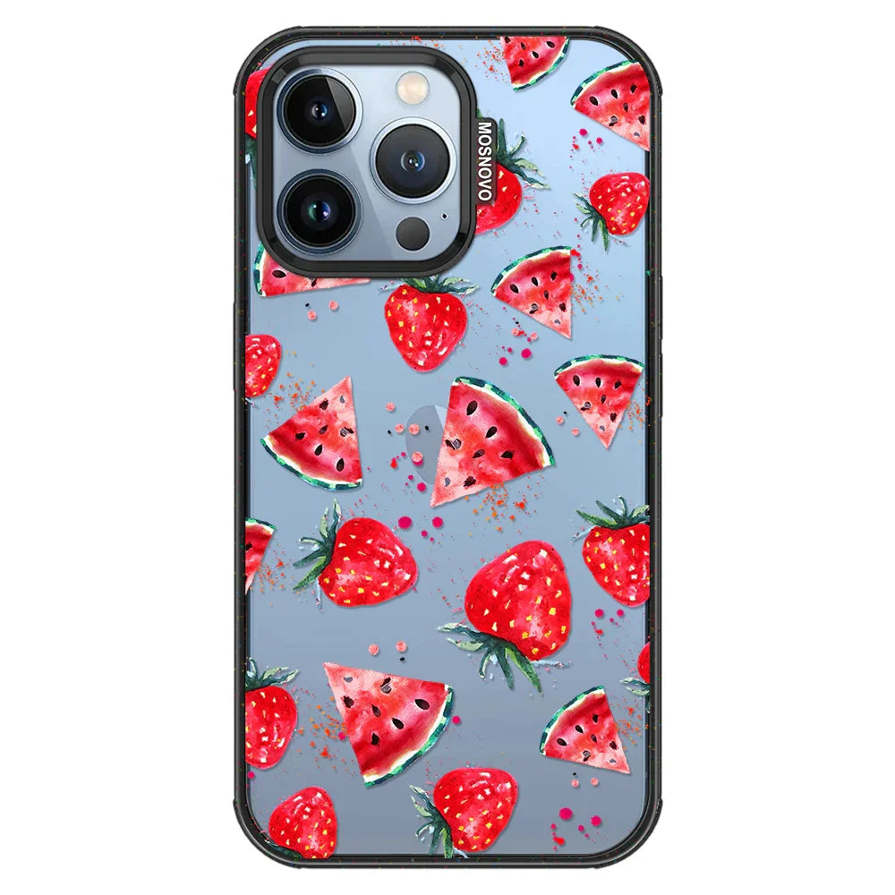 Watermelon Strawberry Phone Case - iPhone 13 Pro Case Clear Black ShockStone