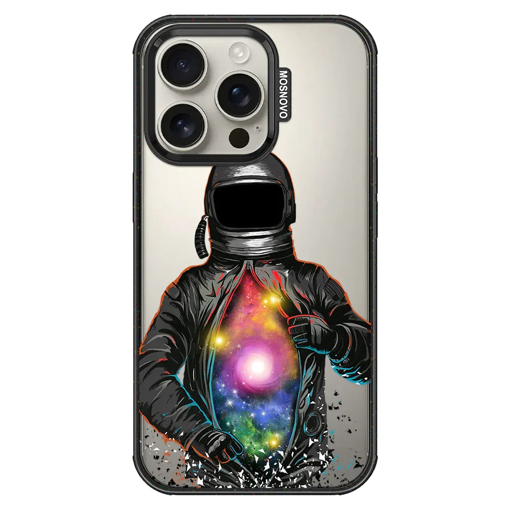 Mystery Astronaut Phone Case - iPhone 16 Pro Case Clear Black ShockStone