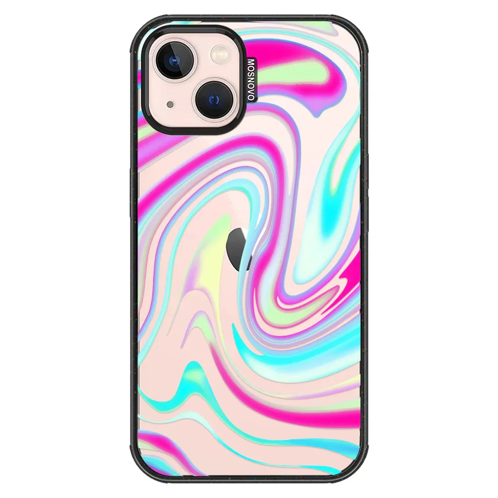 Psychedelic Swirls Phone Case - iPhone 13 Case Clear Black ShockStone
