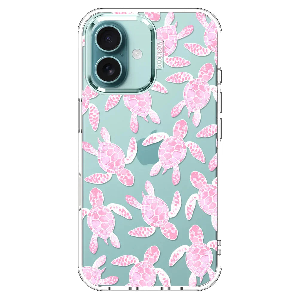 Pink Turtle Phone Case - iPhone 16 Plus Case Clear
