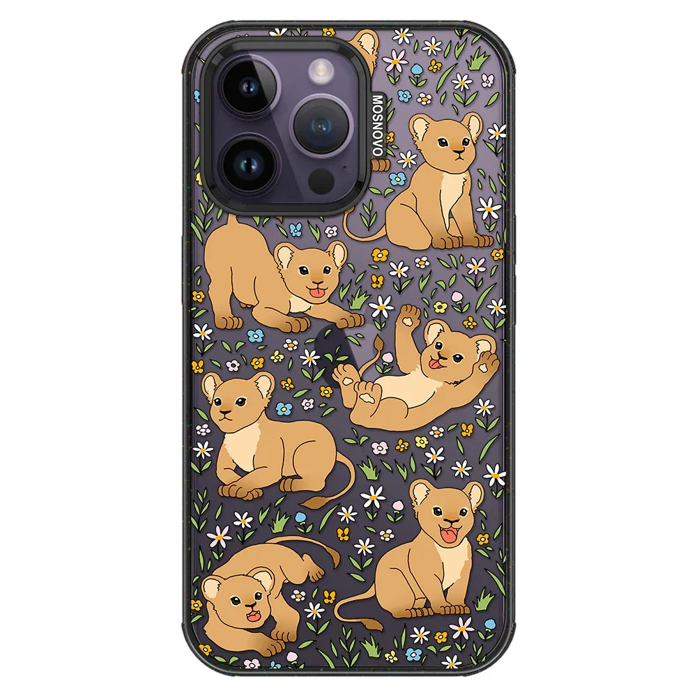 Cute Lion Phone Case - iPhone 14 Pro Max Case Clear Black ShockStone