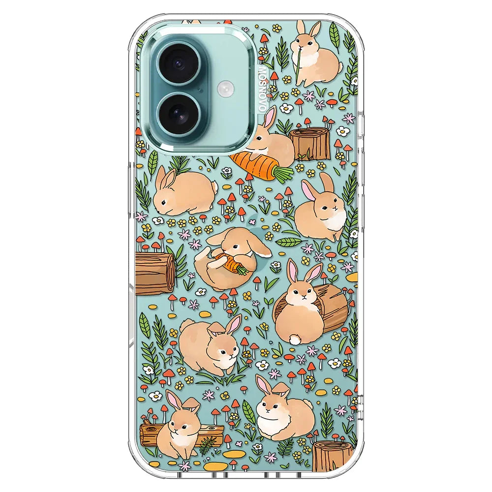 Cute Bunny Garden Phone Case - iPhone 16 Case Clear