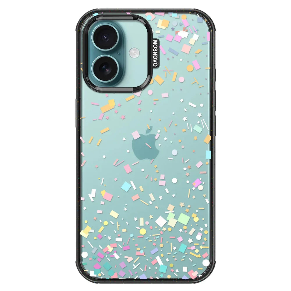 Confetti Phone Case - iPhone 16 Plus Case Clear Black ShockStone