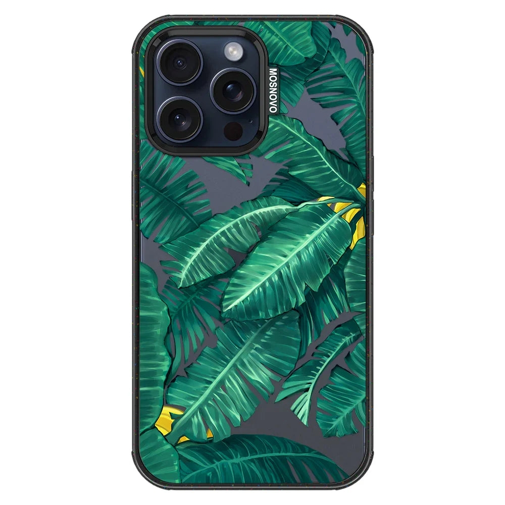 Banana Leaf Phone Case - iPhone 15 Pro Max Case Clear Black ShockStone
