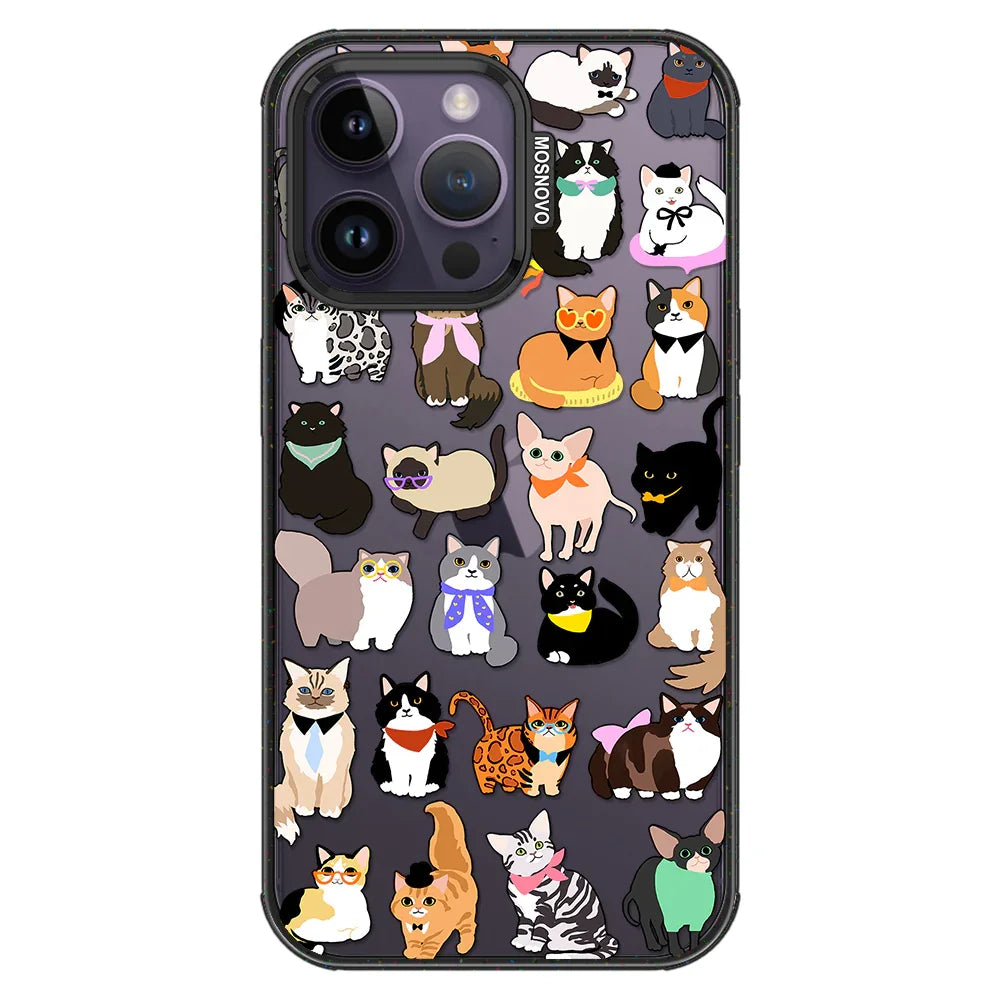 Cute Cat Phone Case - iPhone 14 Pro Max Case Clear Black ShockStone