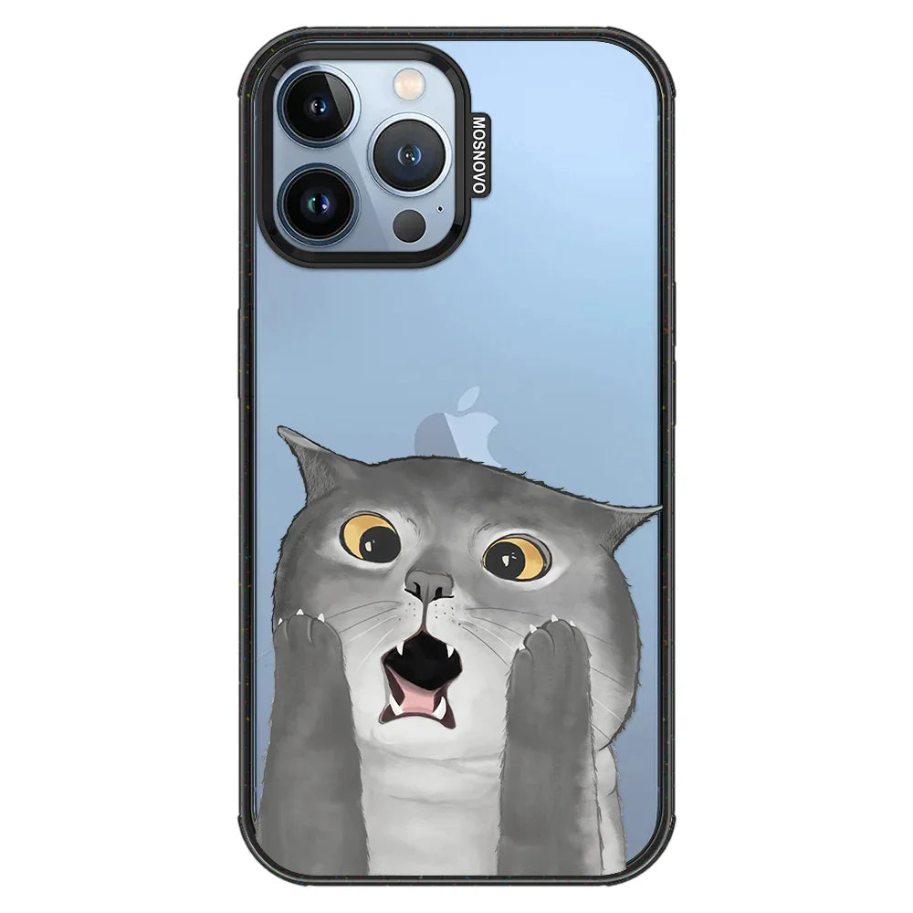 OMG Cat Phone Case - iPhone 13 Pro Max Case Clear Black ShockStone