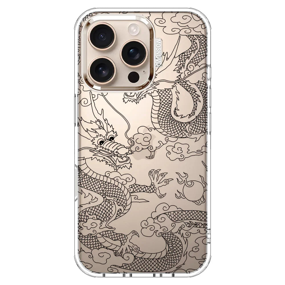 Black Dragon Phone Case - iPhone 16 Pro Case Clear
