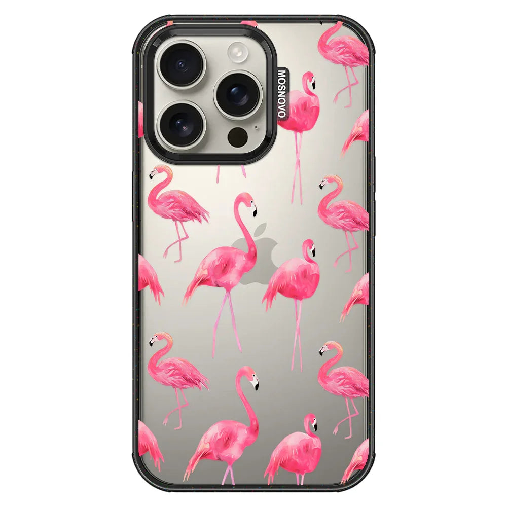 Flamingo Phone Case - iPhone 16 Pro Case Clear Black ShockStone