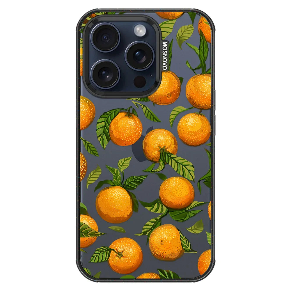 Tangerine Phone Case - iPhone 15 Pro Case Clear Black ShockStone