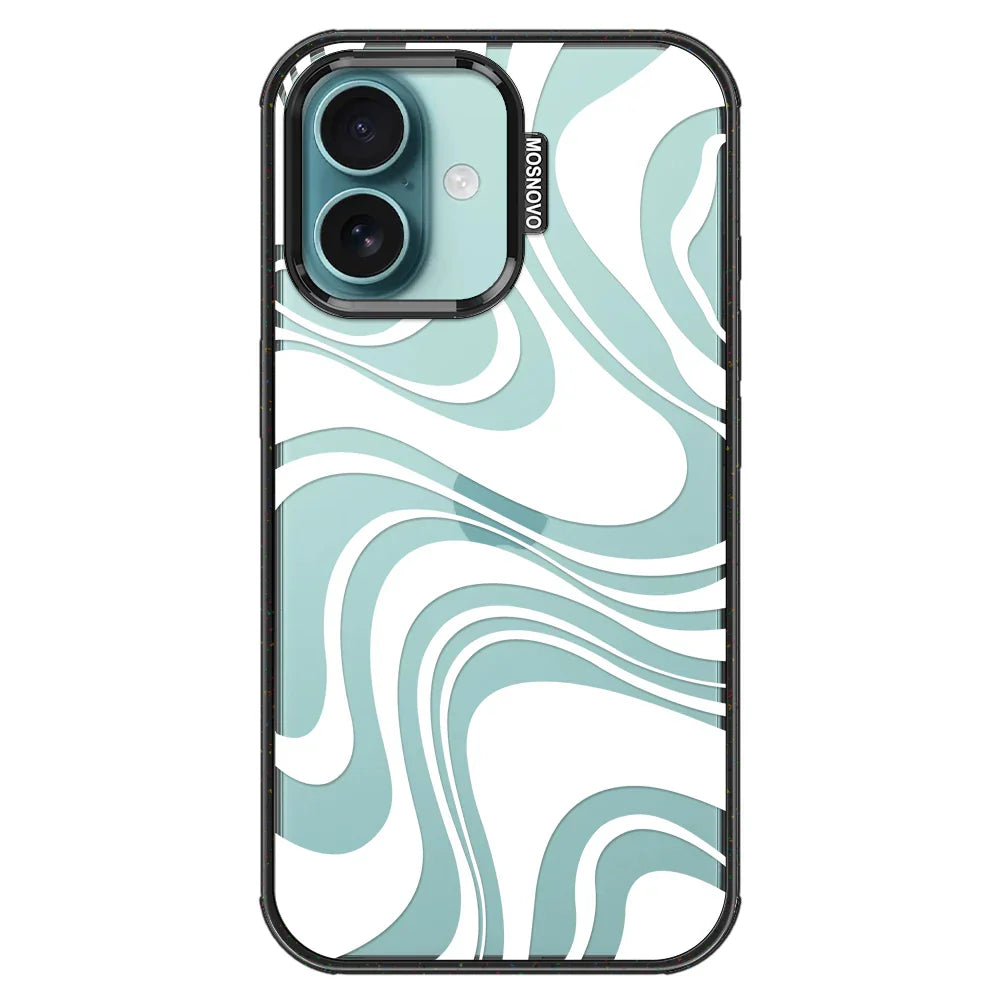 White Swirl Phone Case - iPhone 16 Case Clear Black ShockStone