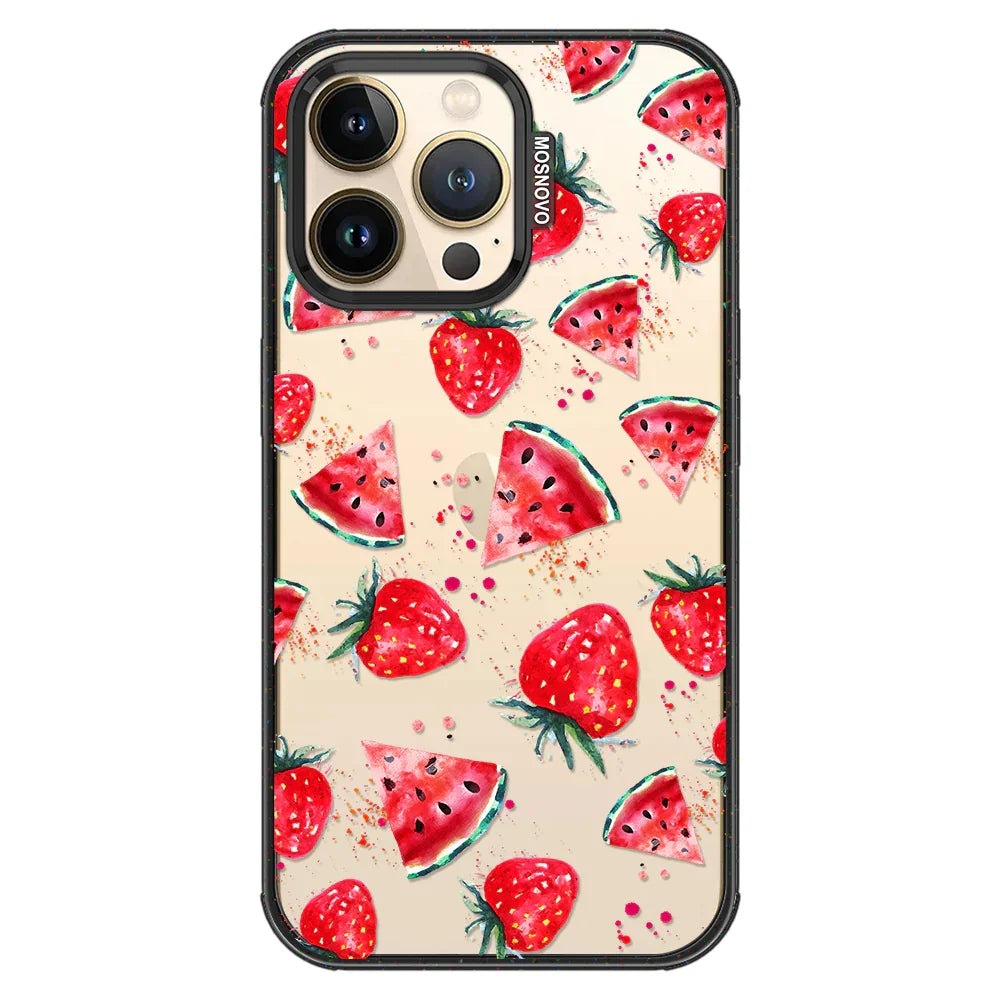 Watermelon Strawberry Phone Case - iPhone 13 Pro Case Clear Black ShockStone