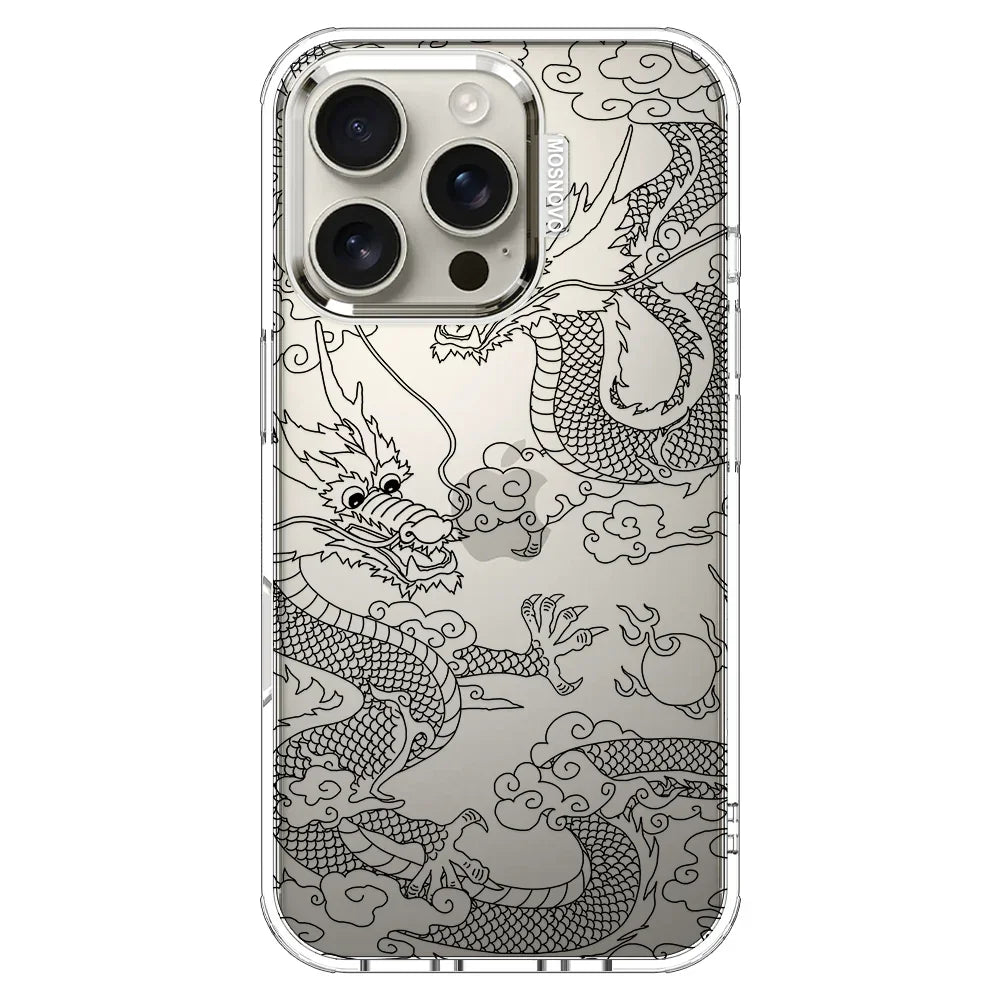 Black Dragon Phone Case - iPhone 16 Pro Case Clear