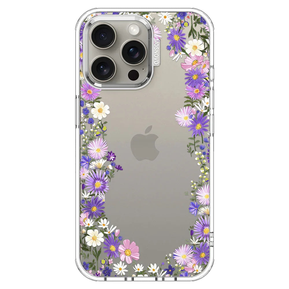 Purple Daisy Garden Phone Case - iPhone 15 Pro Max Case Clear