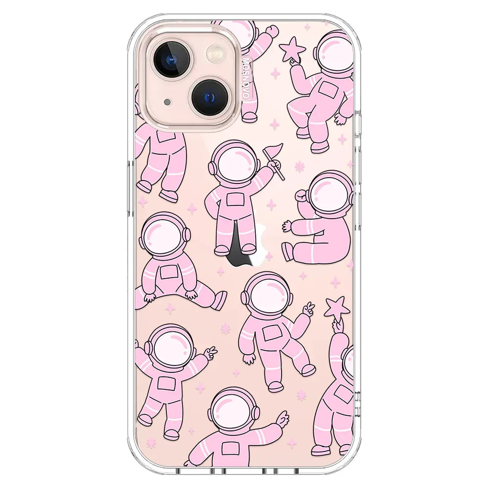 Pink Astronaut Phone Case - iPhone 13 Case Clear