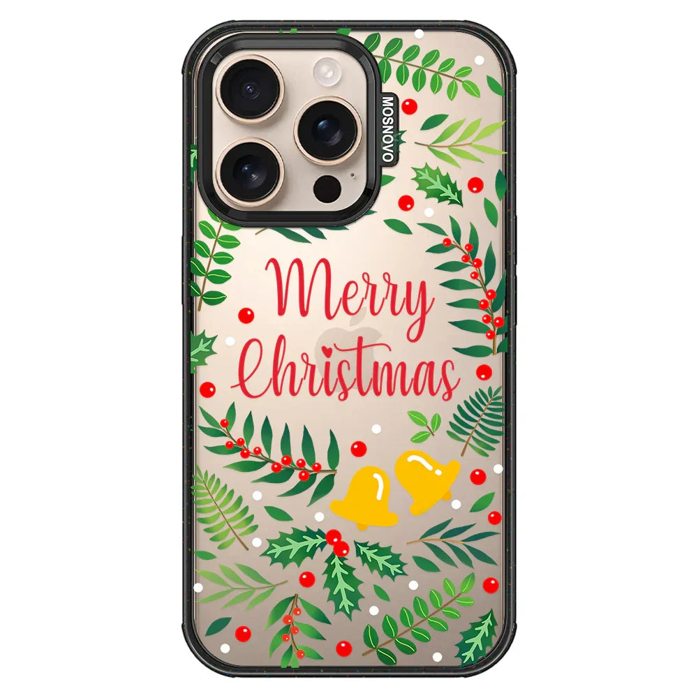 Merry Christmas Phone Case - iPhone 16 Pro Case Clear Black ShockStone
