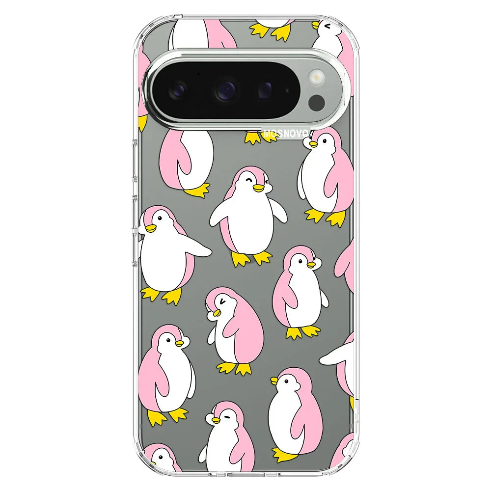 Pink Penguins Phone Case - Google Pixel 9 Pro Case Clear