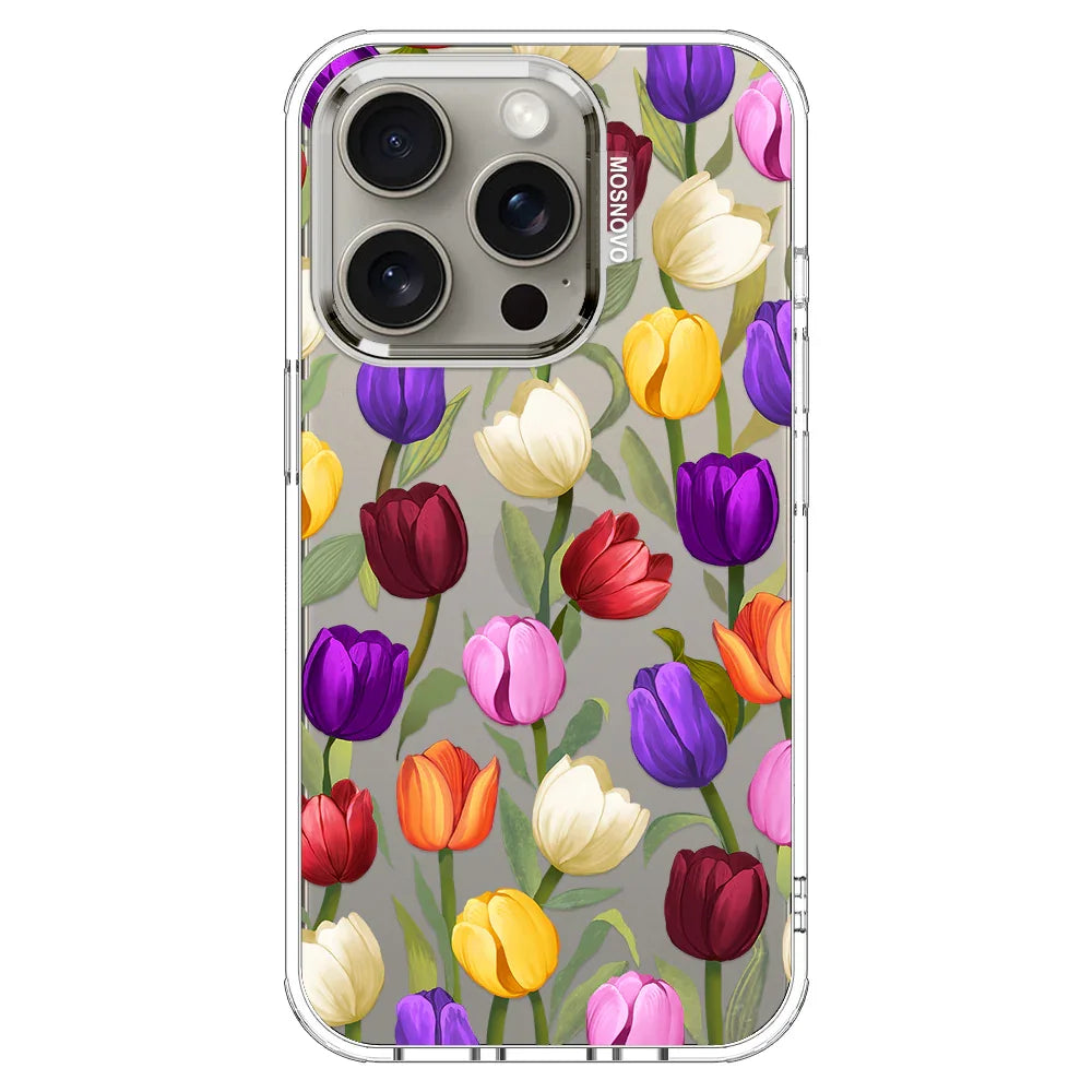 Colorful Tulips Phone Case - iPhone 15 Pro Case Clear