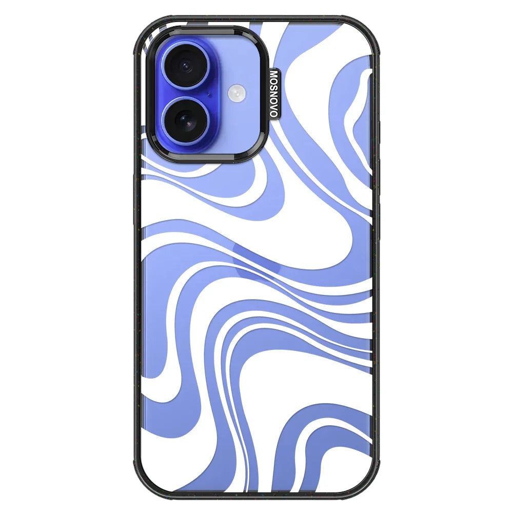 White Swirl Phone Case - iPhone 16 Case Clear Black ShockStone