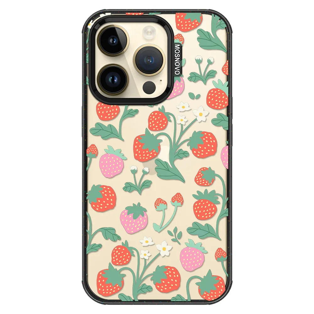 Cute Strawberry Phone Case - iPhone 14 Pro Case Clear Black ShockStone