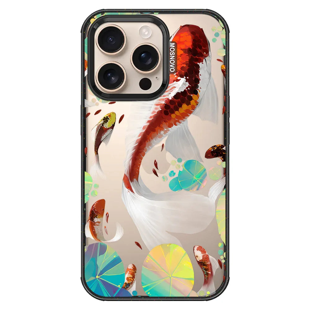 Koi Art Phone Case - iPhone 16 Pro Case Clear Black ShockStone