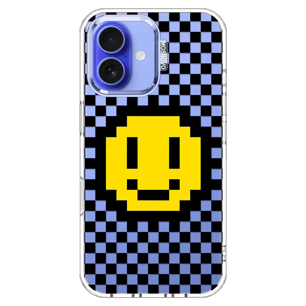 Smile Checkered Phone Case - iPhone 16 Case Clear
