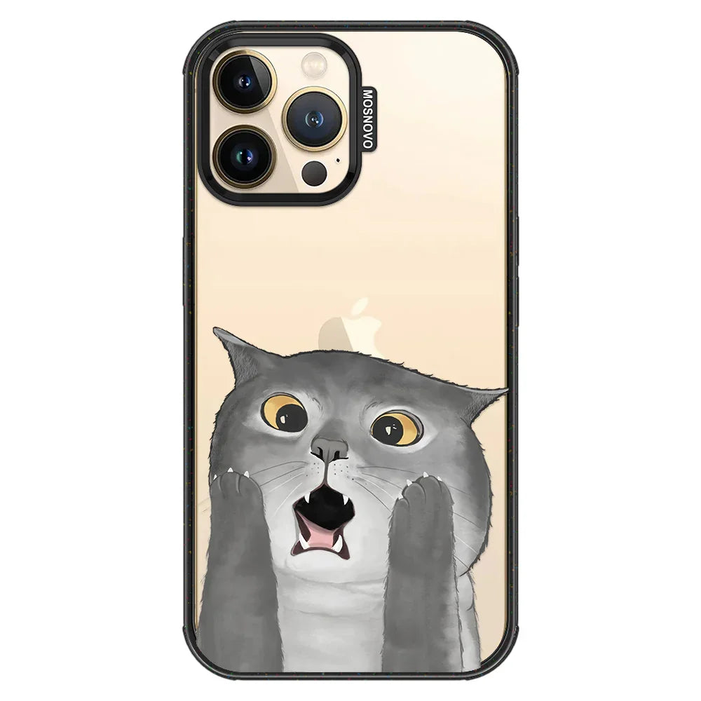 OMG Cat Phone Case - iPhone 13 Pro Max Case Clear Black ShockStone