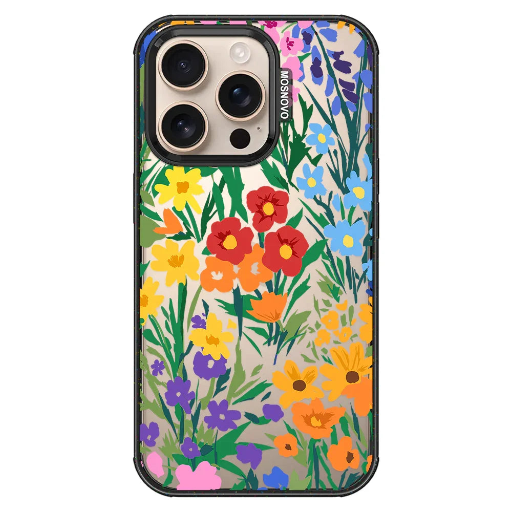 Spring Botanical Flower Floral Phone Case - iPhone 16 Pro Case Clear Black ShockStone