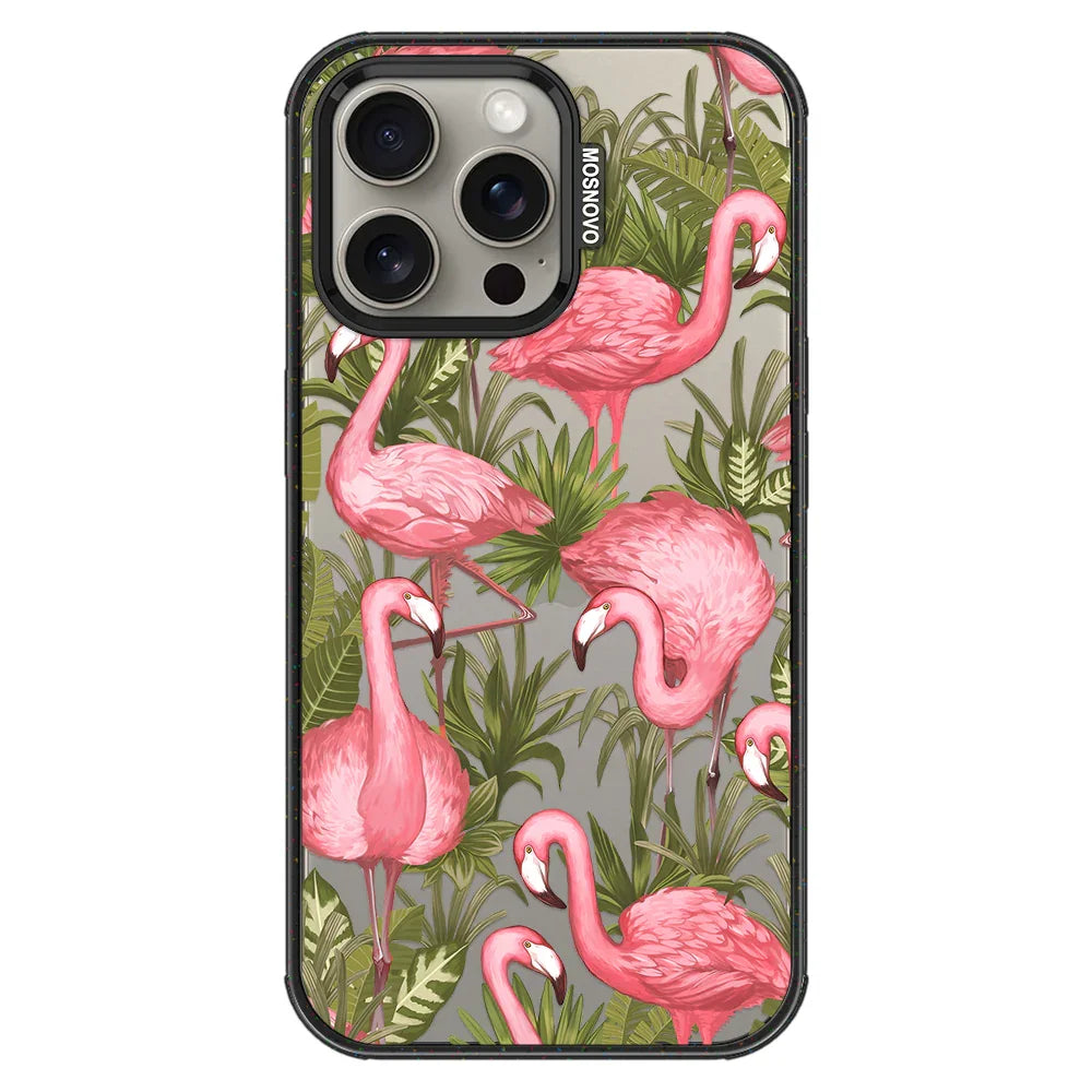 Flamingo Art Phone Case - iPhone 15 Pro Max Case Clear Black ShockStone