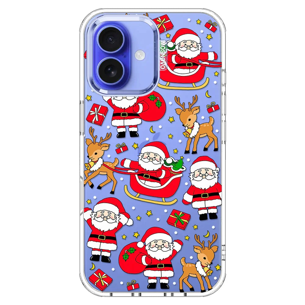 Cute Santa Claus Deer Phone Case - iPhone 16 Case Clear