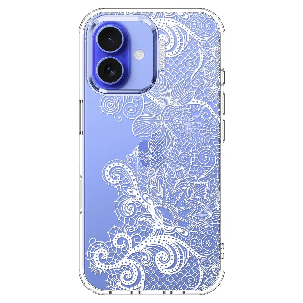 Lacy White Flower Phone Case - iPhone 16 Case Clear