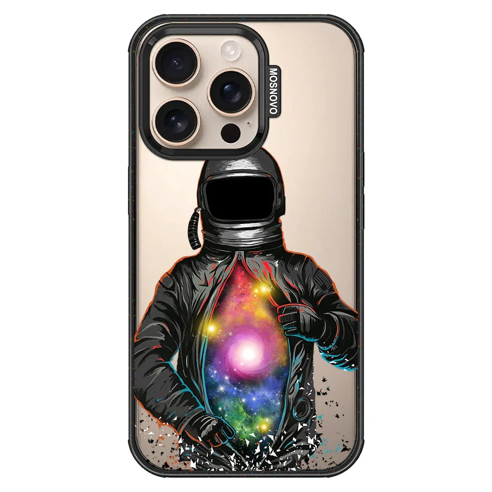 Mystery Astronaut Phone Case - iPhone 16 Pro Case Clear Black ShockStone