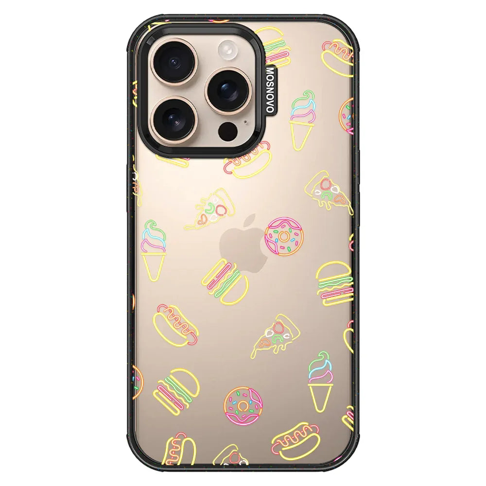 Neon Junk Food Phone Case - iPhone 16 Pro Case Clear Black ShockStone