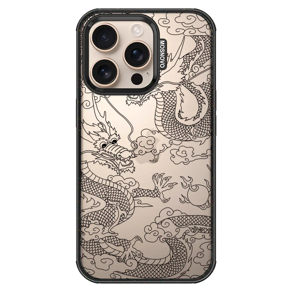 Black Dragon Phone Case - iPhone 16 Pro Case Clear Black ShockStone