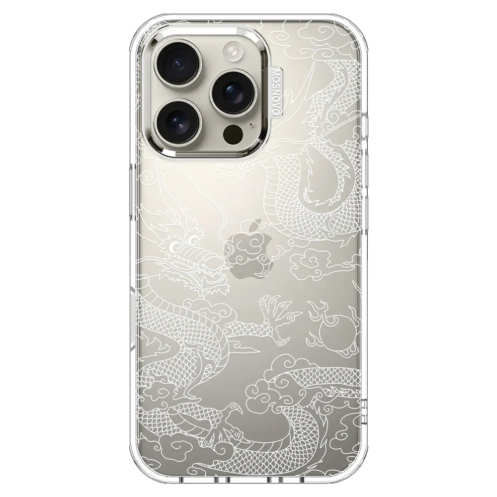 White Dragon Phone Case - iPhone 16 Pro Case Clear