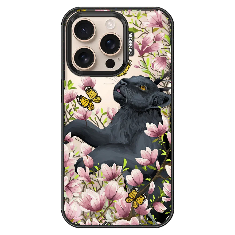 Black Leopard Garden Phone Case - iPhone 16 Pro Case Clear Black ShockStone