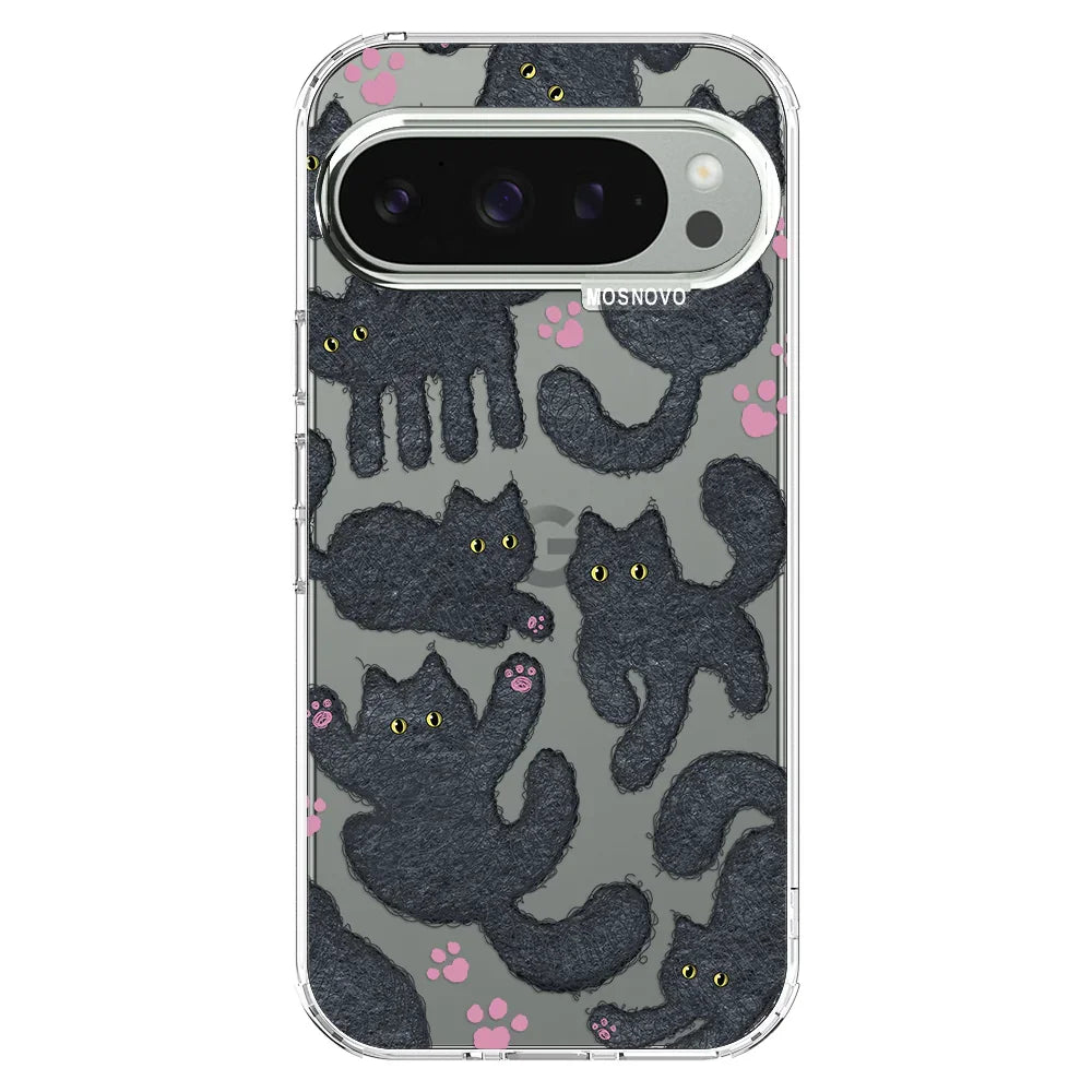 Black Furry Cat Phone Case - Google Pixel 9 Pro Case Clear