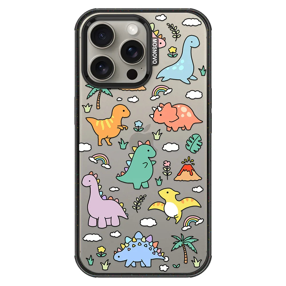 Dinosaur Land Phone Case - iPhone 15 Pro Max Case Clear Black ShockStone