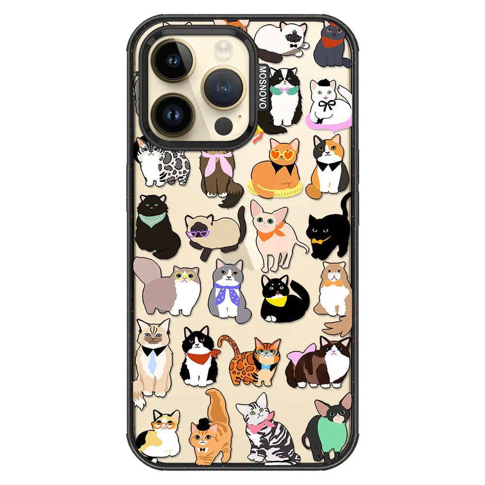Cute Cat Phone Case - iPhone 14 Pro Max Case Clear Black ShockStone