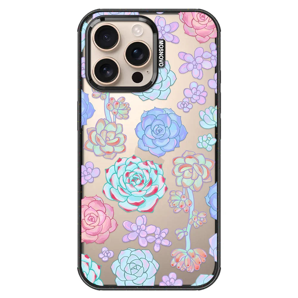 Succulents Phone Case - iPhone 16 Pro Max Case Clear Black ShockStone