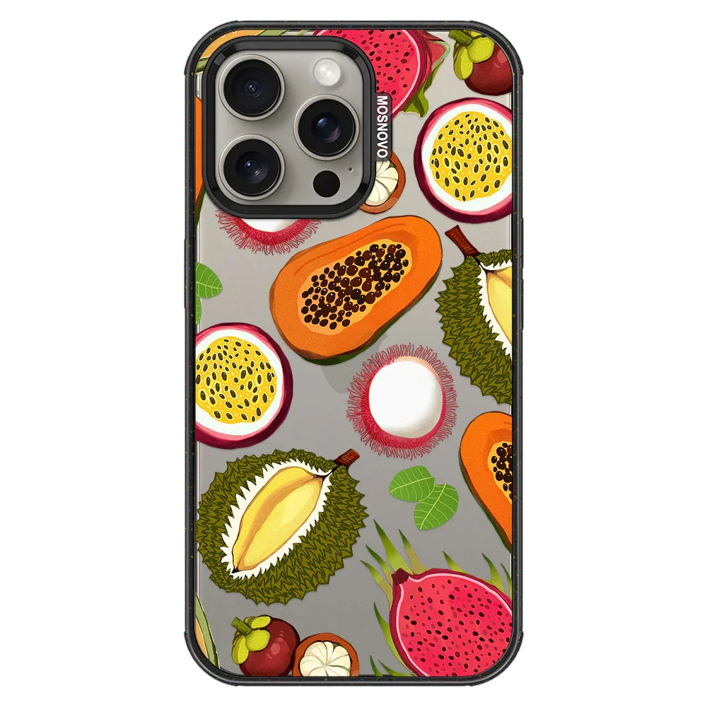 Tropical Fruits Phone Case - iPhone 15 Pro Max Case Clear Black ShockStone