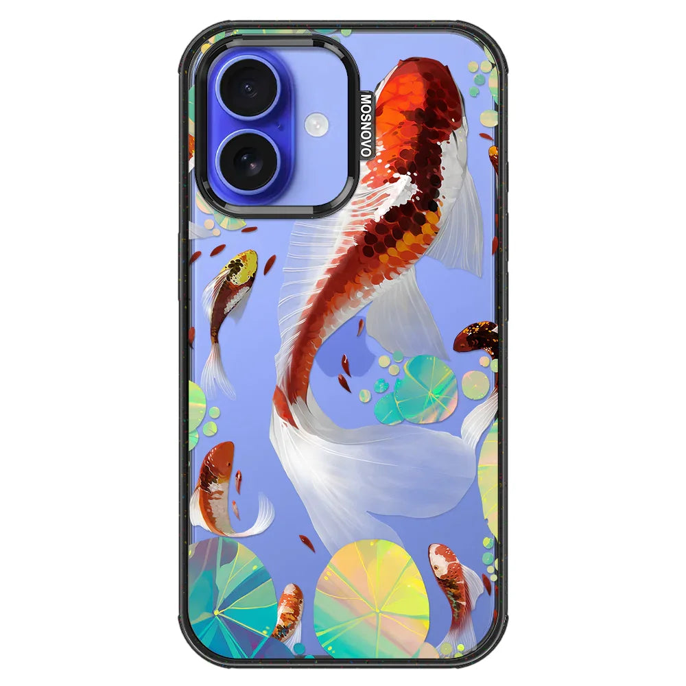 Koi Art Phone Case - iPhone 16 Case Clear Black ShockStone