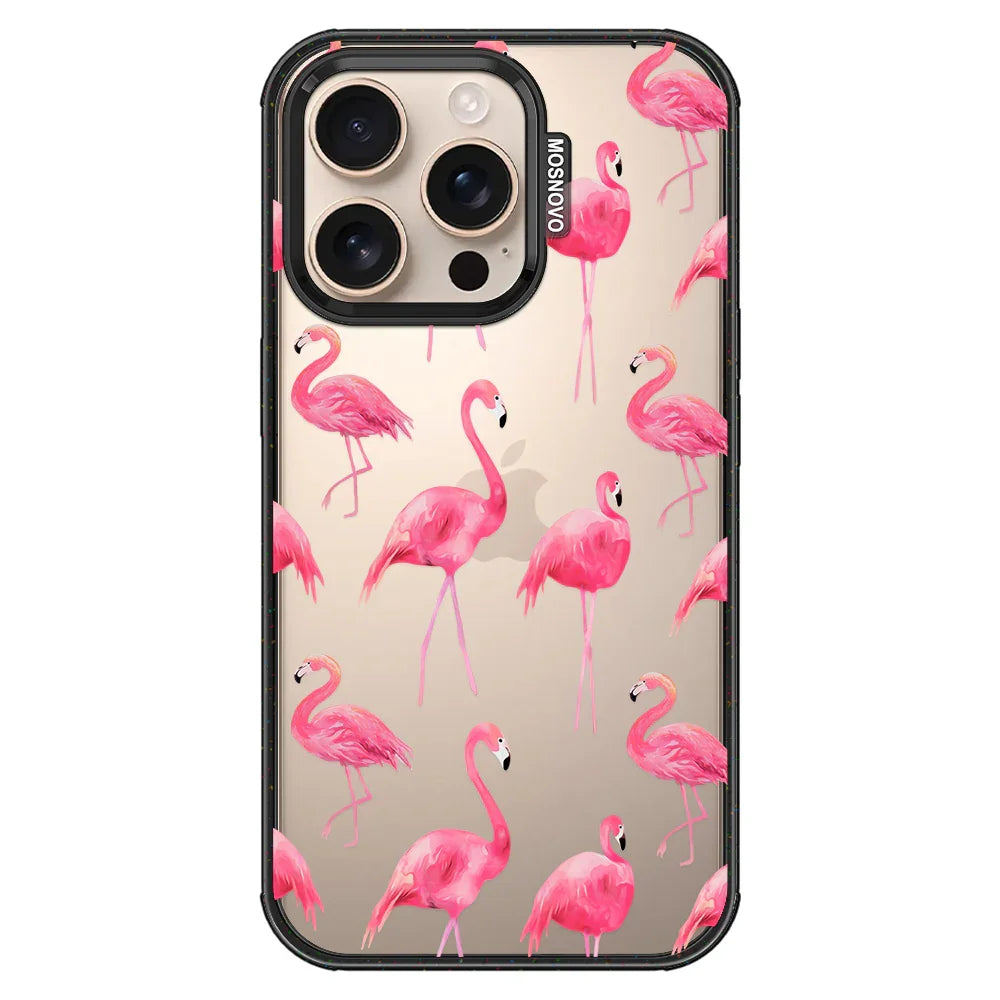 Flamingo Phone Case - iPhone 16 Pro Case Clear Black ShockStone