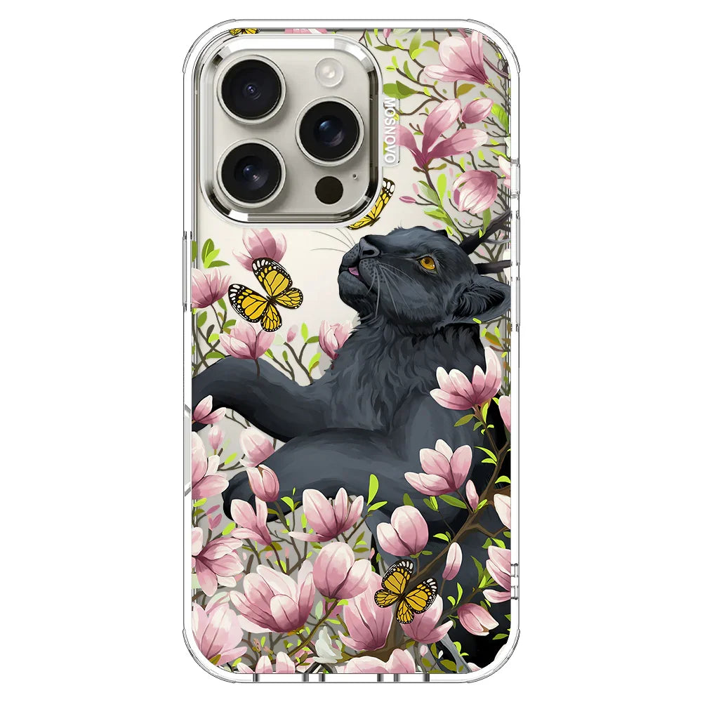 Black Leopard Garden Phone Case - iPhone 16 Pro Case Clear