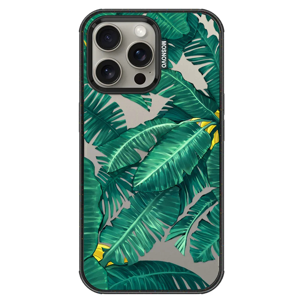 Banana Leaf Phone Case - iPhone 15 Pro Max Case Clear Black ShockStone