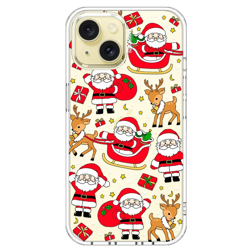 Cute Santa Claus Deer Phone Case - iPhone 15 Plus Case Clear