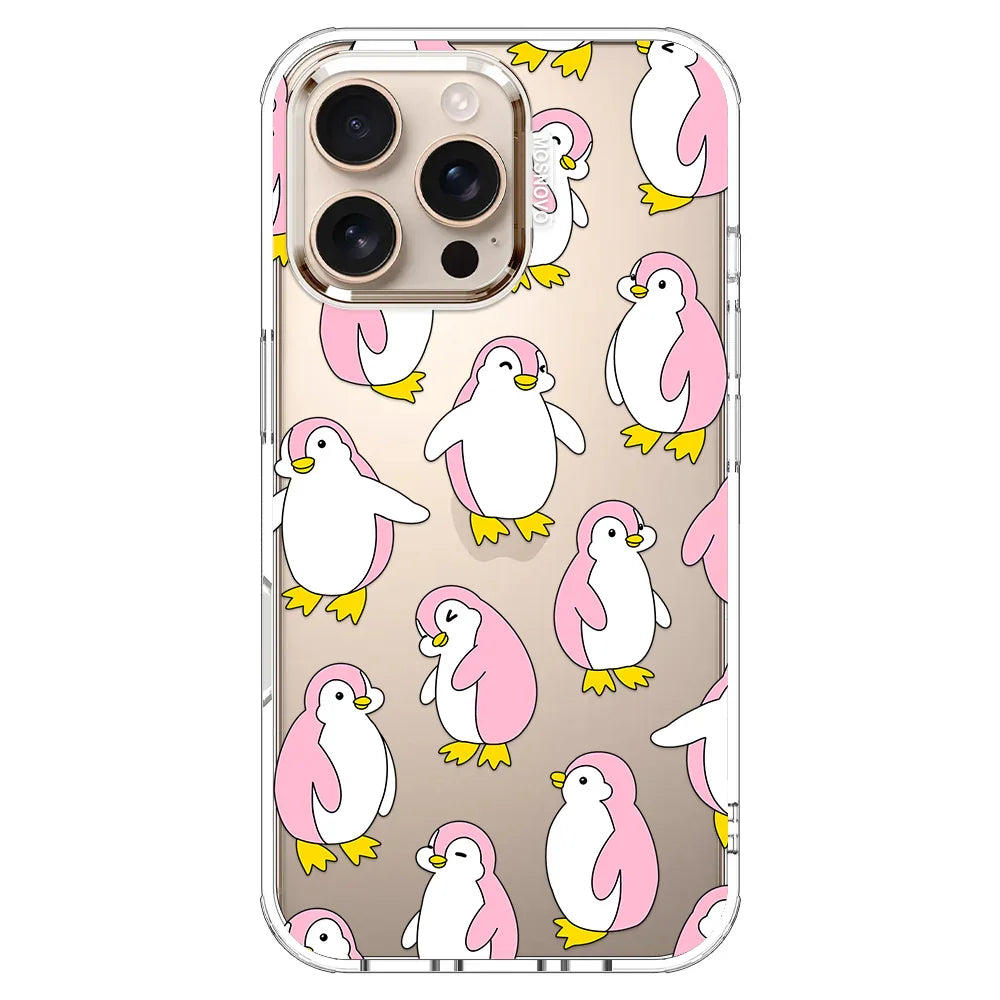 Pink Penguins Phone Case - iPhone 16 Pro Max Case Clear